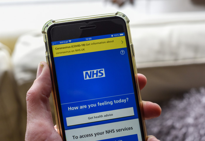 Mobile phone using NHS app