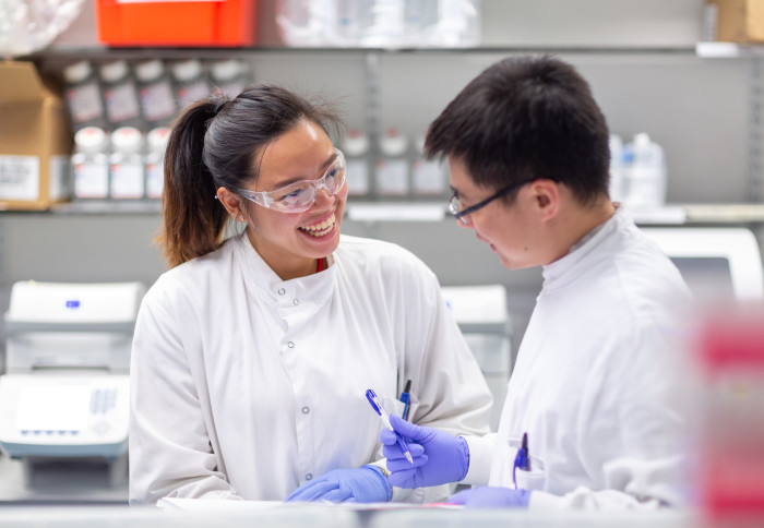 Two researchers in a lab