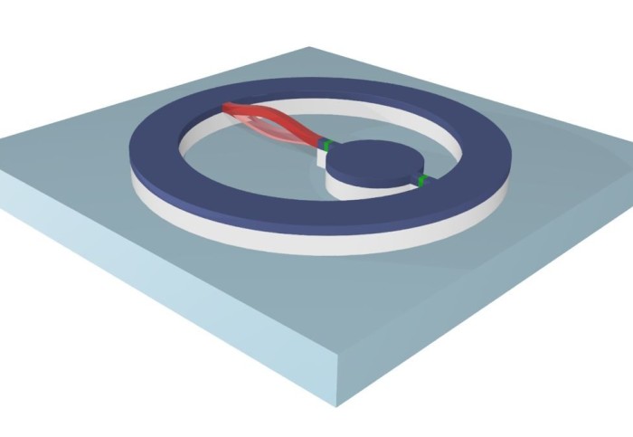 Illustration of a circular device with a bent section across the diameter