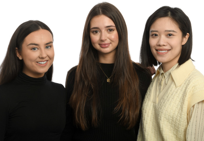 Image of the three Julia Anderson Trainees (left to right) Paula Bradley, Rreze Mujku and Yubing Du.