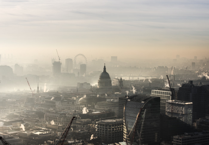 Photo of London with pollution in the air