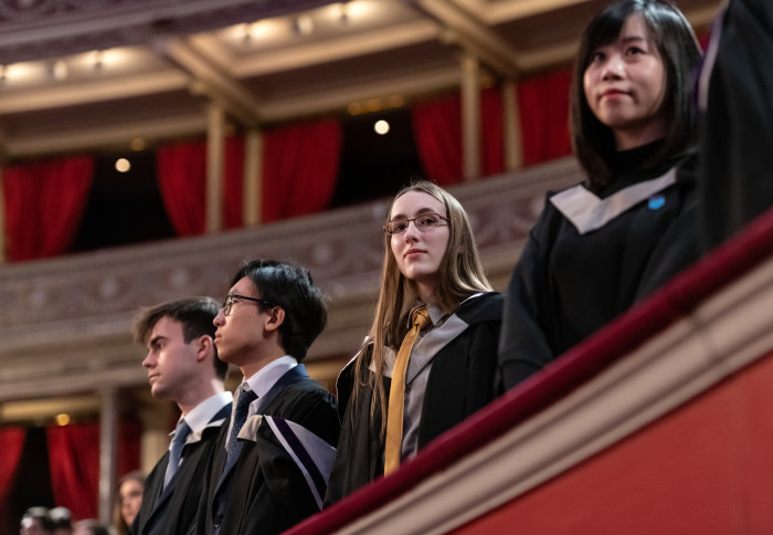 Graduates in gowns in Royal Albert Hall