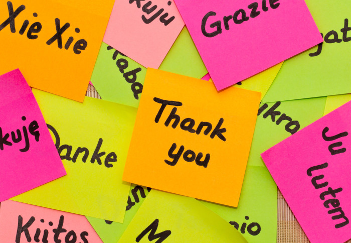 Thank you notes in different languages
