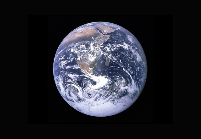 Image of the Earth on the black background of space