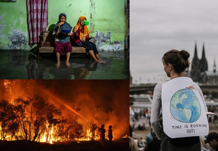 Collage of images depicting the climate crisis