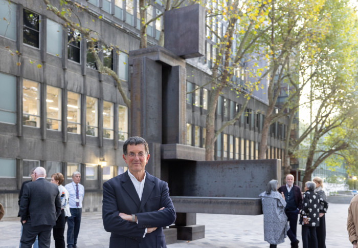 Antony Gormley at the public unveiling of ALERT at Imperial College London.
