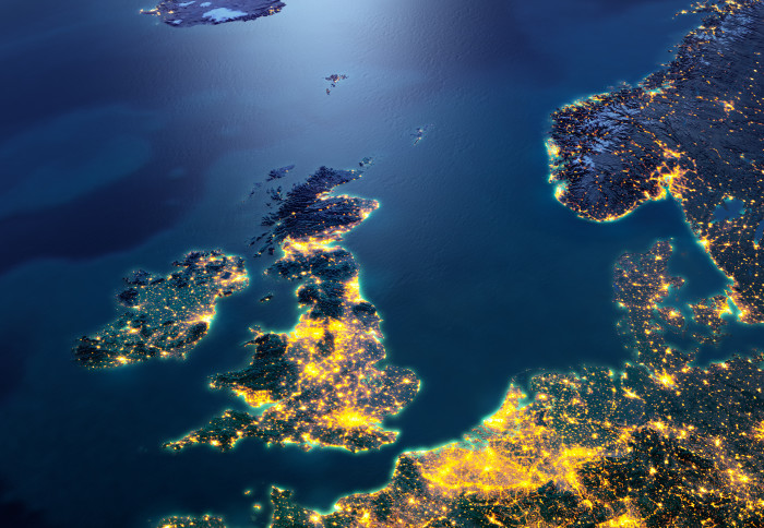 Photo of UK from space height taken by satellite