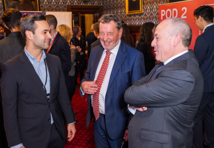 Dr Rigas in conversation with Lord David Blunkett and Mike Kane MP at Parliament