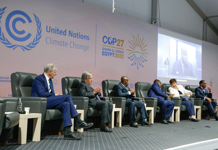 Delegates on stage during COP27 Image Credit: UNFCCC