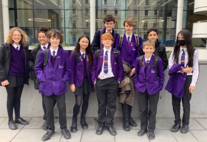 Group of students from The Norwood School outside Imperial College London