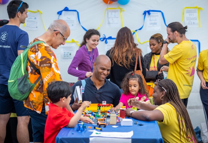 Children and adults taking part in an activity at last year's Great Exhibition Road Festival.