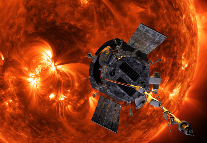 Artist’s concept of the Parker Solar Probe spacecraft approaching the sun