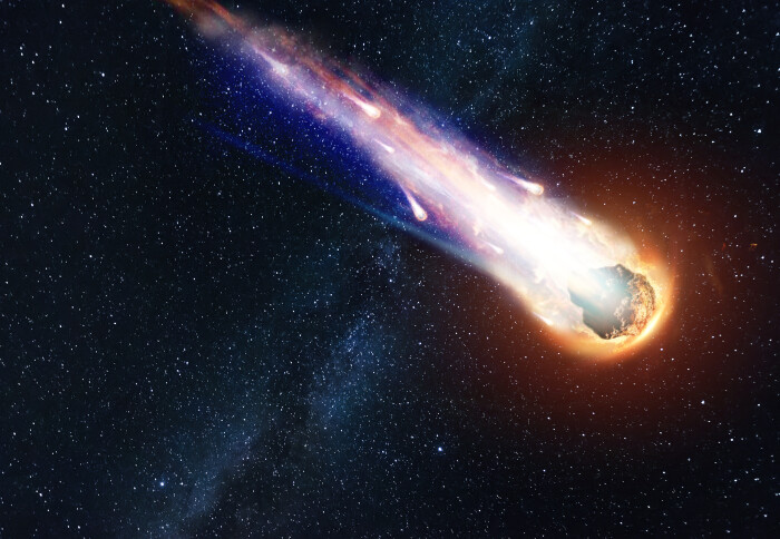 A CGI generated image of a comet.