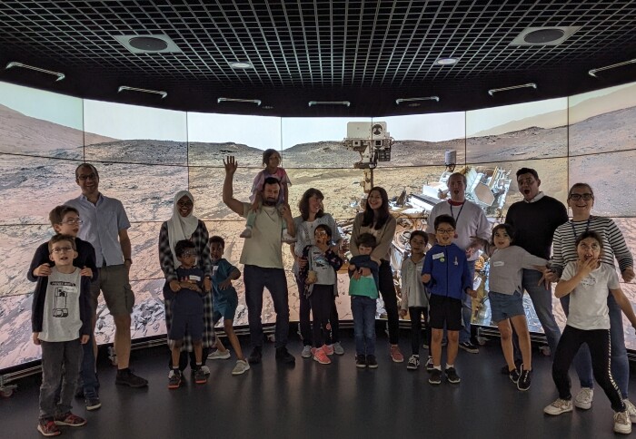 Families visiting the Data Observatory for bring your child to work day