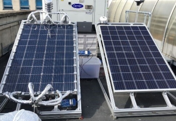 Solar PV-T collector panels on a roof at Imperial College