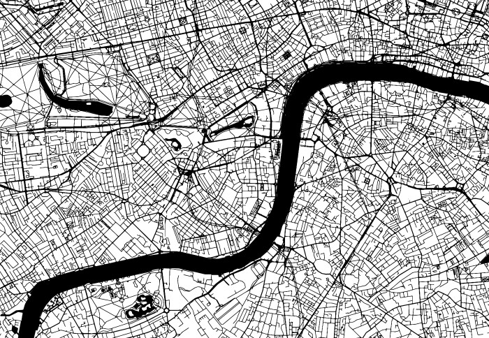 A vector map of London and its waterways