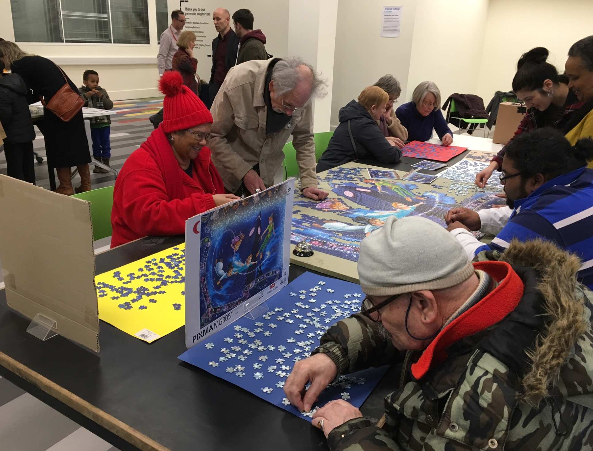 local residents working on the puzzle