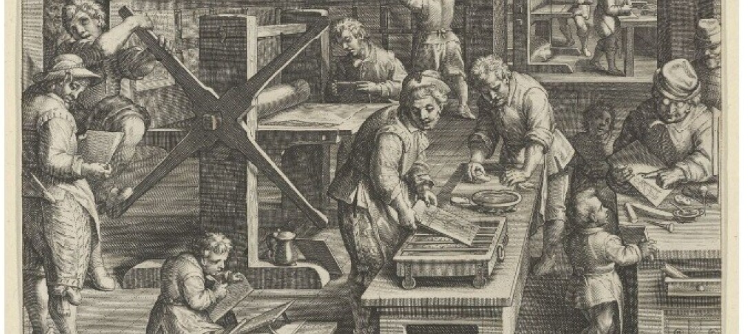 monochrome image of printmakers circa C16th