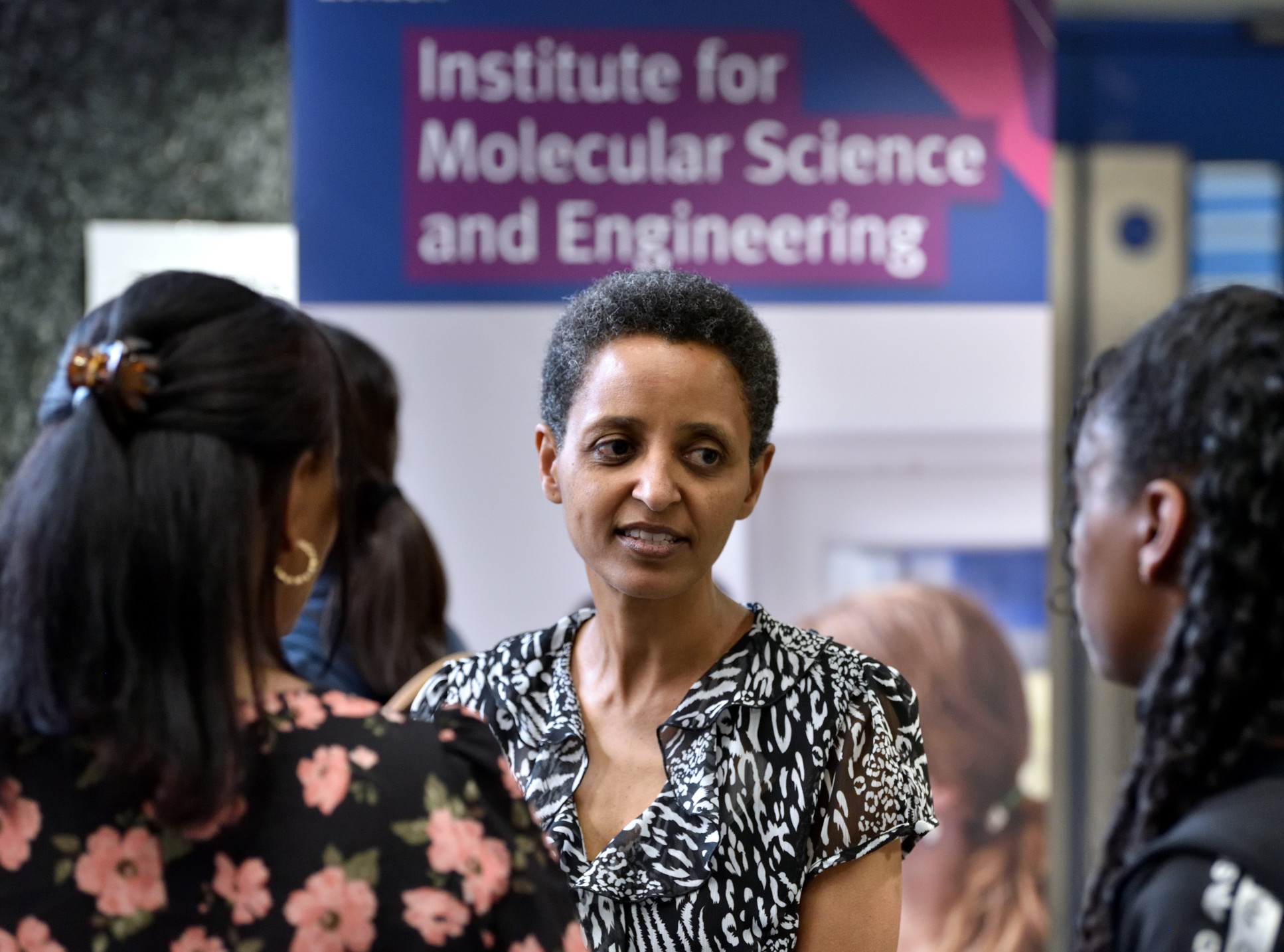 Professor Sossina Haile talking to students after the IMSE annual lecture 2022