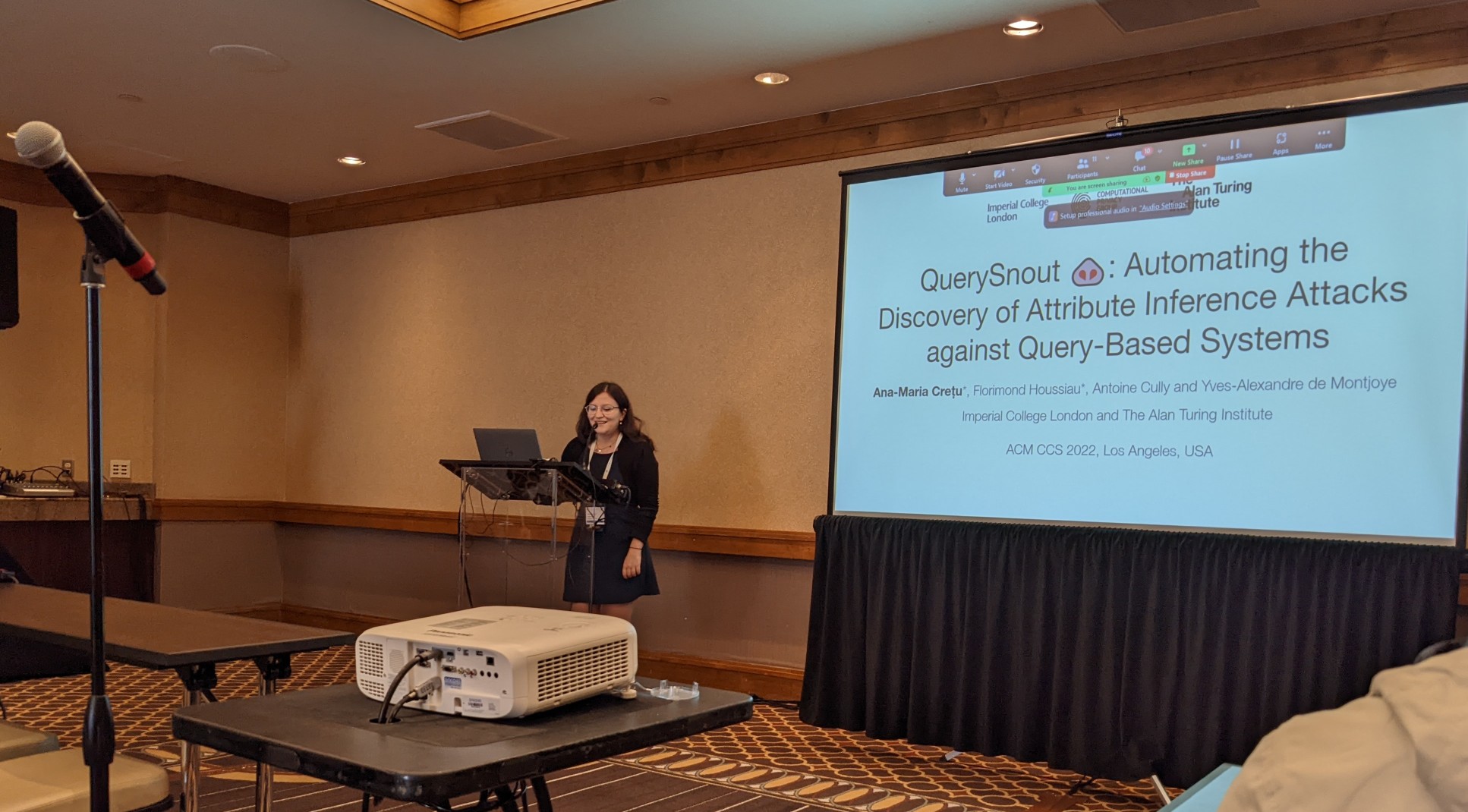 Ana-Maria Cretu presenting the QuerySnout AI model to help prevent data breaches 