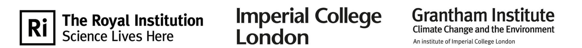 Logos: Royal Institution, Imperial College London, Grantham Institute