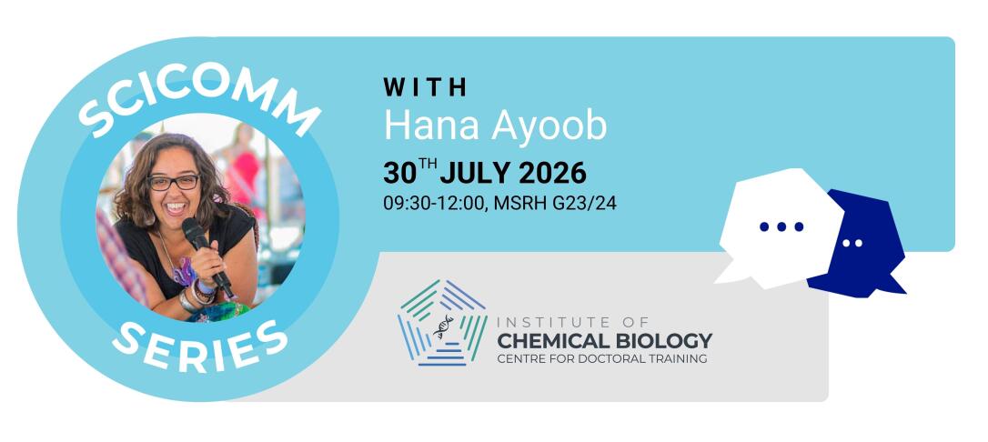 SciComm Series Logo with Hana Ayoob Portrait