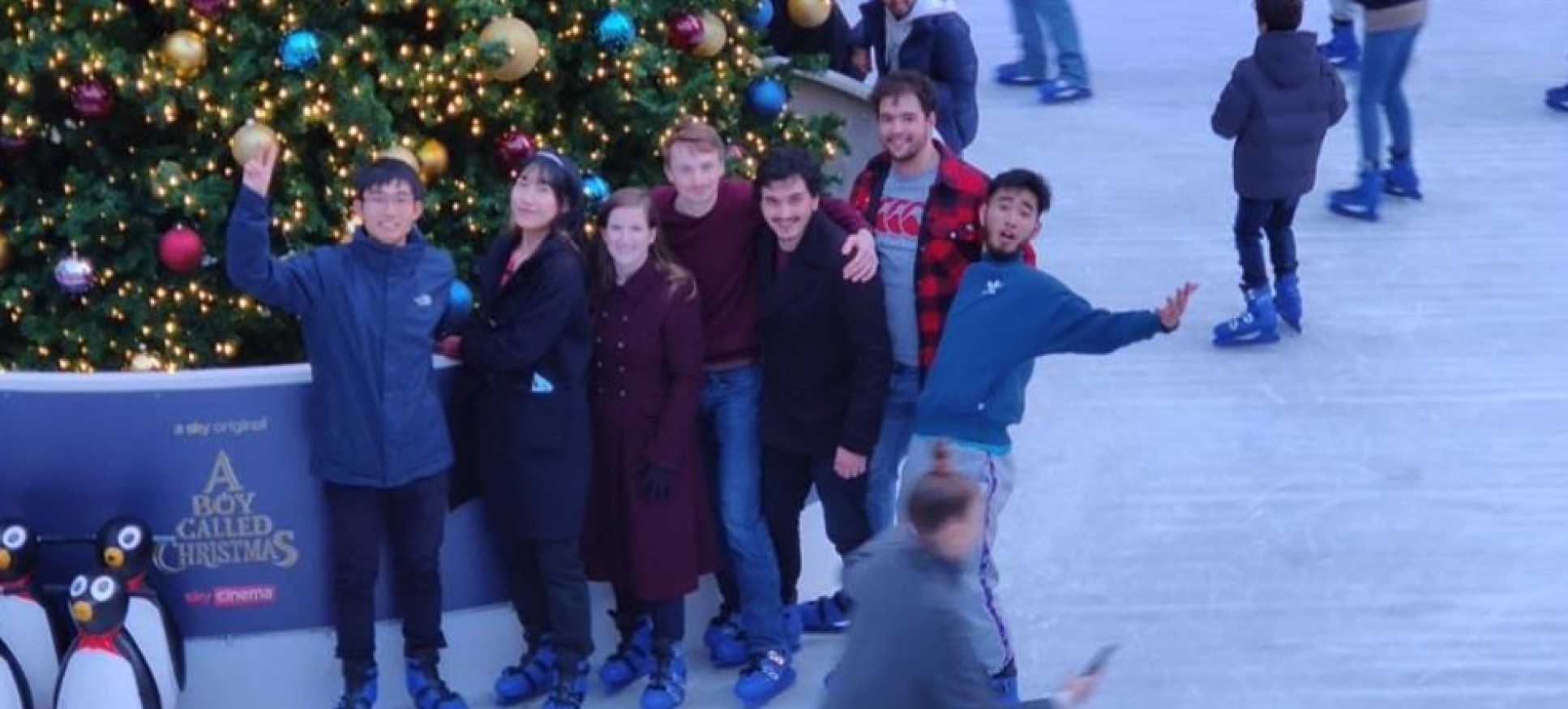 Students ice skating