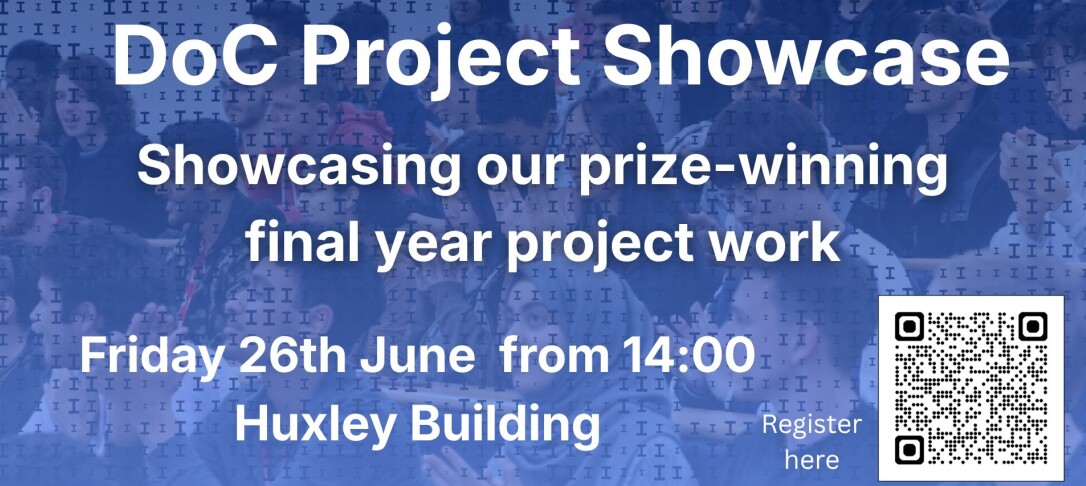 DoC Project Showcase flier showing date and time