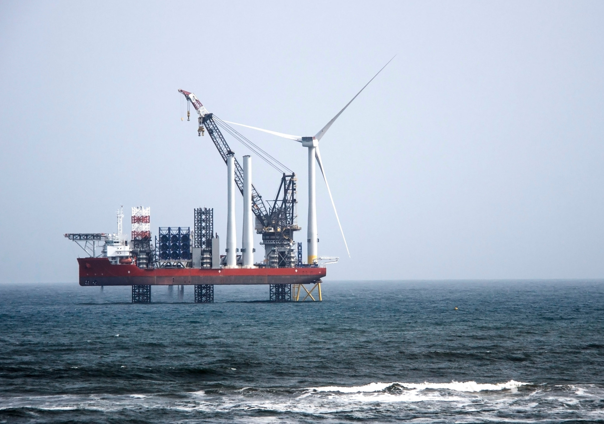 Wind turbine under construction