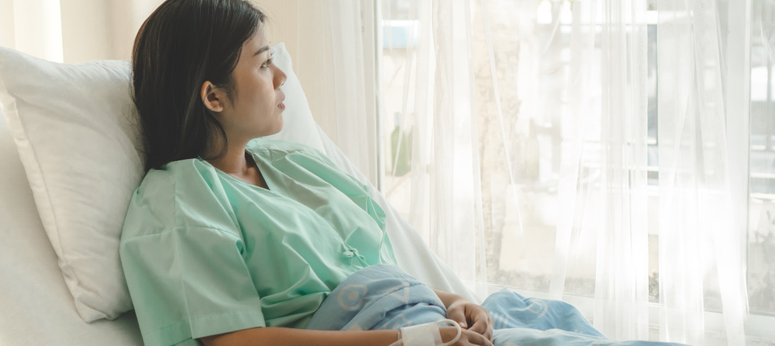 Patient in hospital bed
