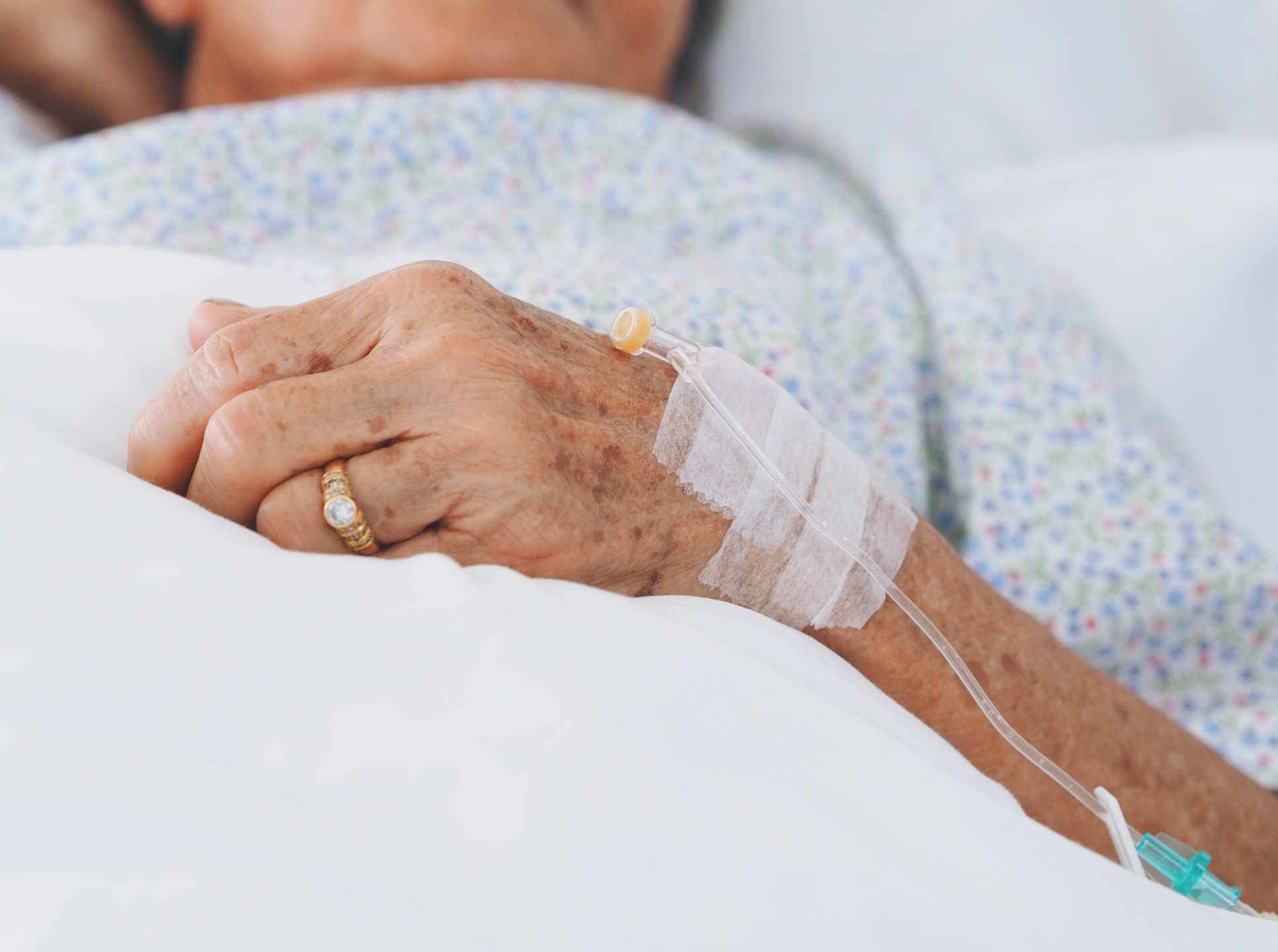 An elderly patient in hospital