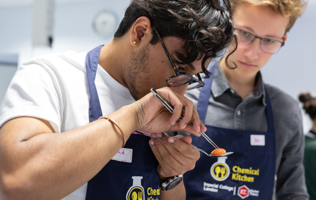 Students investigating a partially cooked egg yolk  