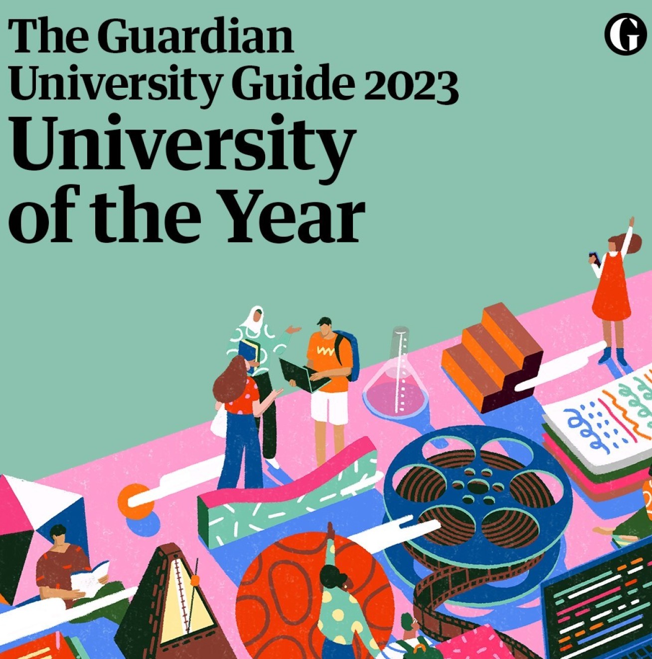 A graphic for the Guardian's University Guide 2023