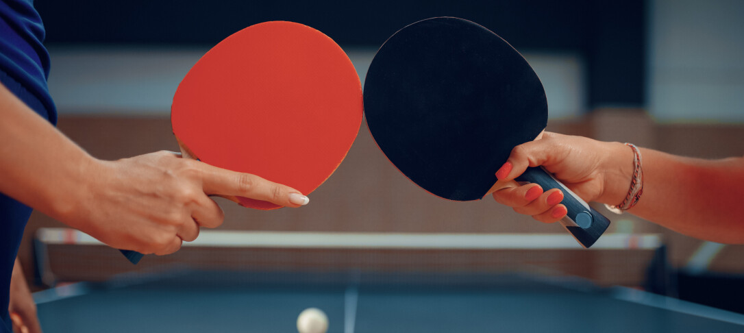 Playing table tennis