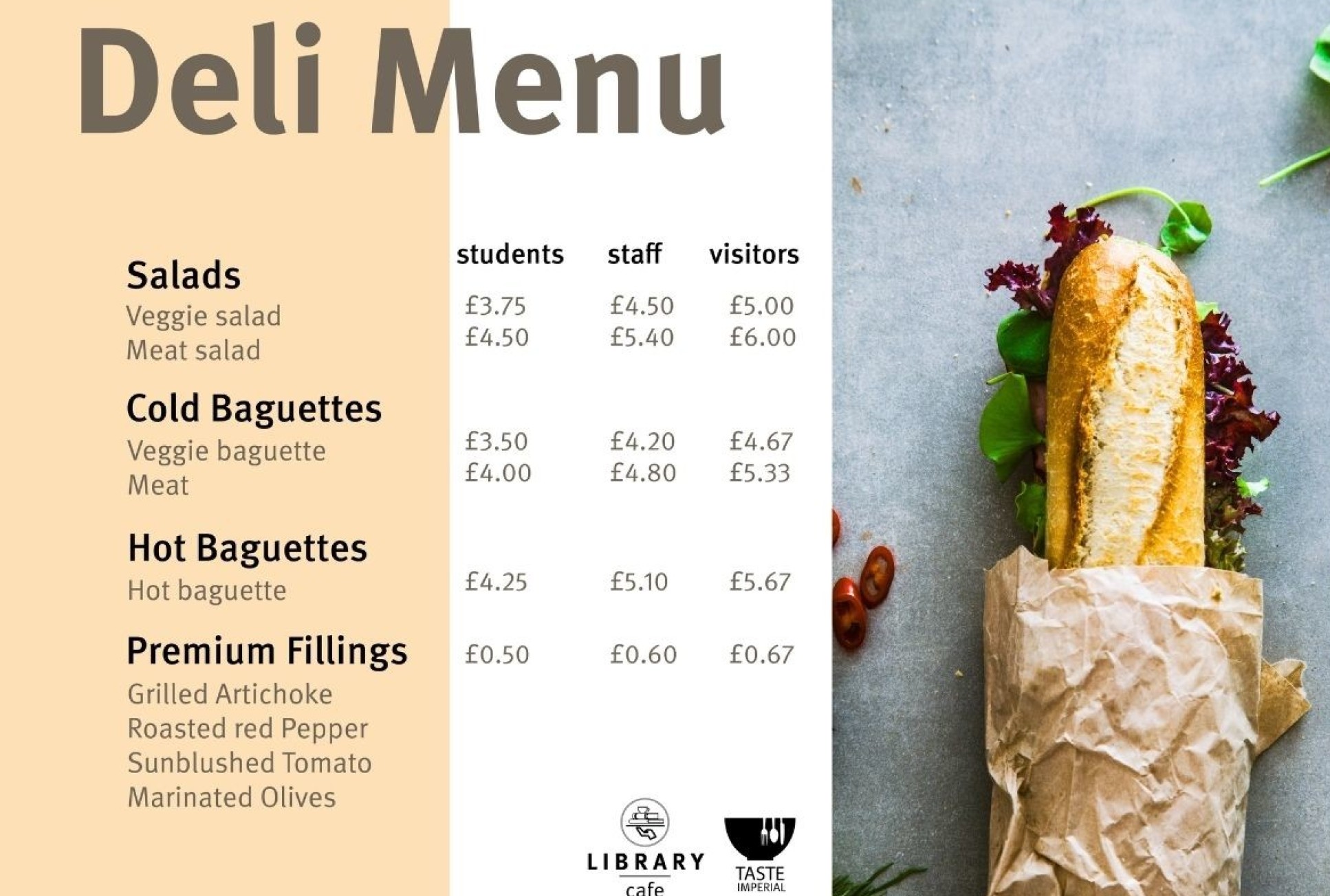 Library Cafe Deli menu