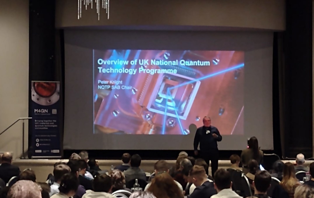 Professor Sir Peter Knight gives an opening talk on Overview of UK National Quantum Technologies Programme at the M4QN launch event