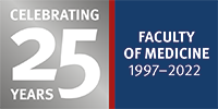Logo for the 25th anniversary of Imperial College London's Faculty of Medicine