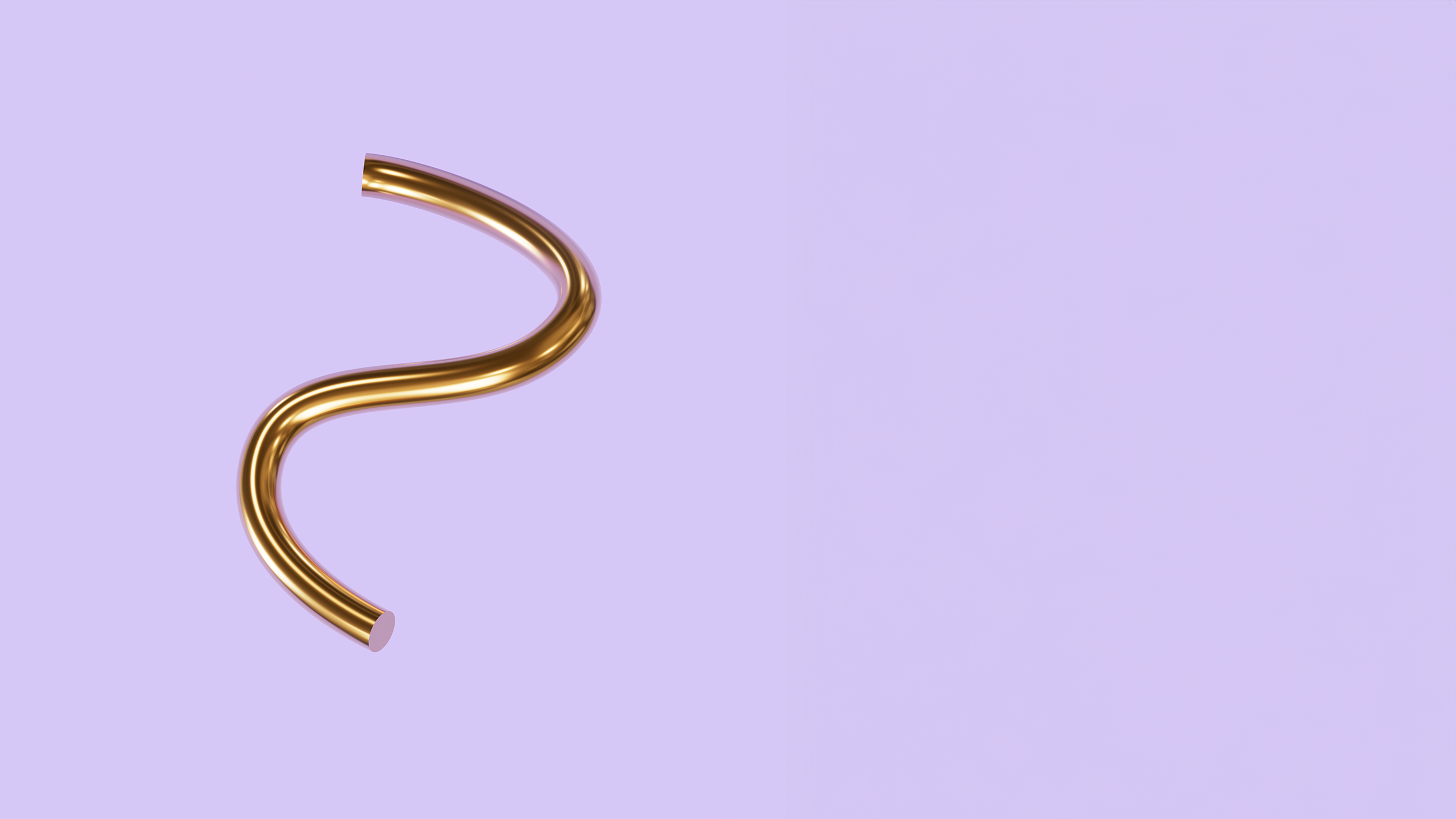 A shiny gold bar shaped into a reverse letter S, on a lilac background 