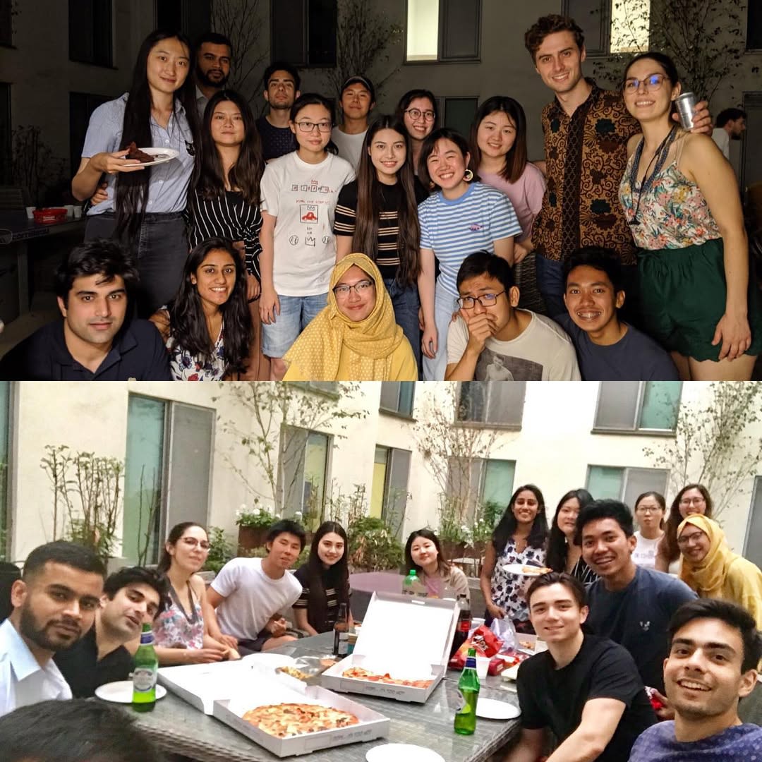 Two photos of Angung with friends from Imperial