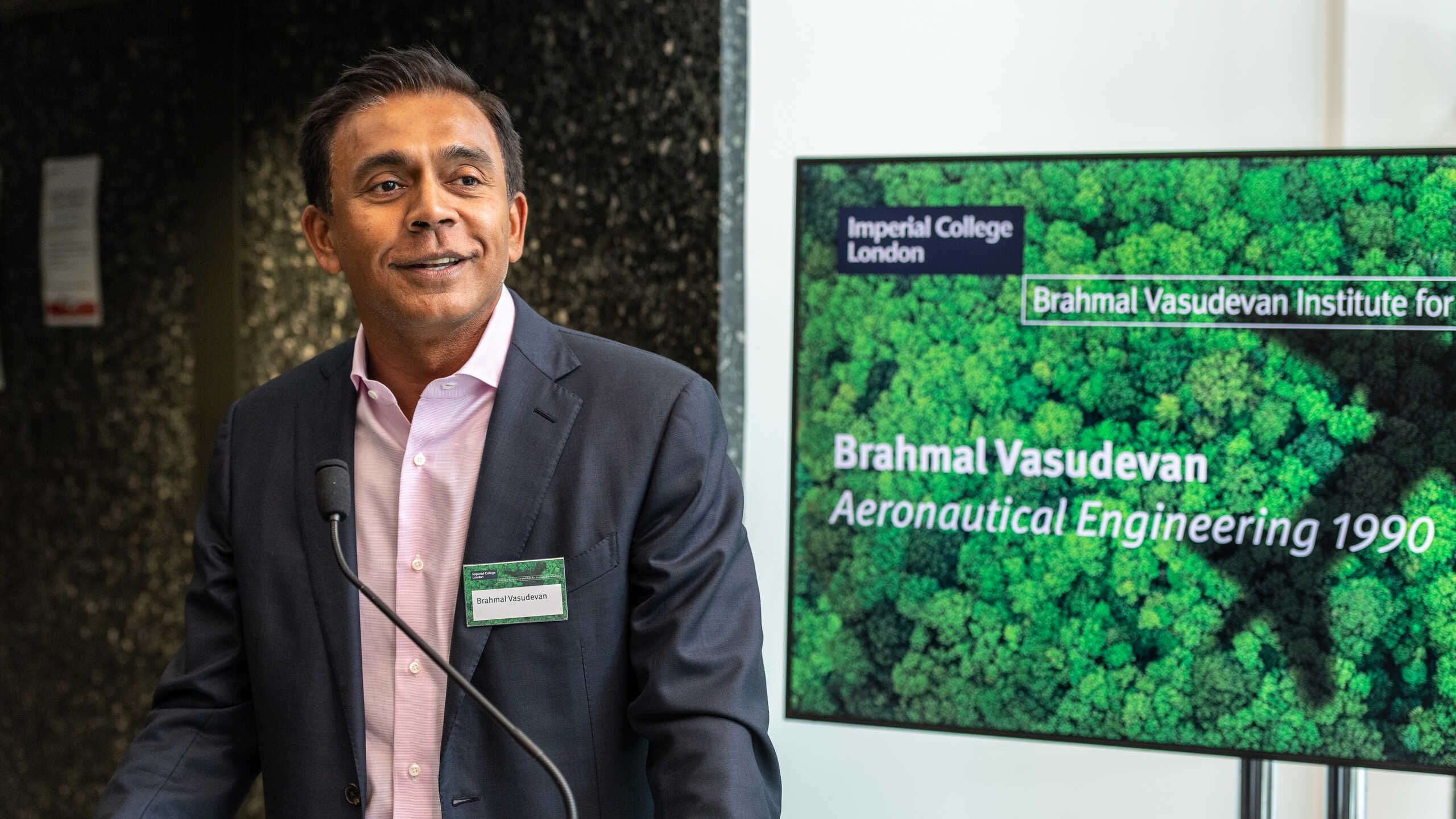 Brahmal Vasudevan at the opening of the Brahmal Vasudevan Institute for Sustainable Aviation 