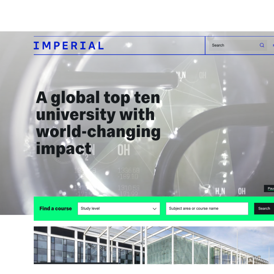 The Imperial College website homepage