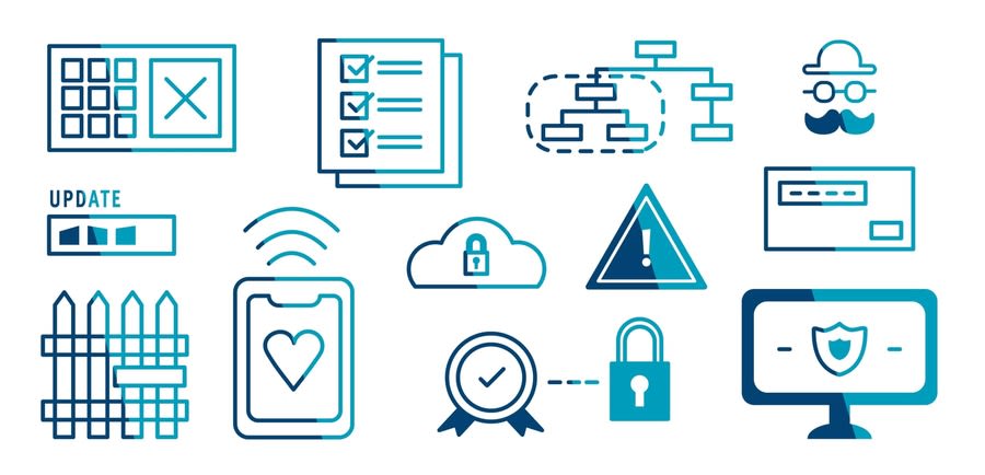 a group of blue icons