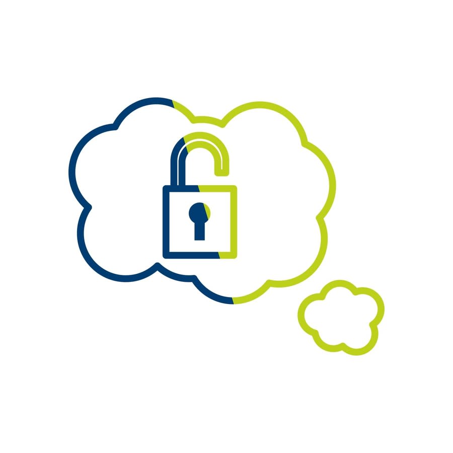a thought cloud with a lock