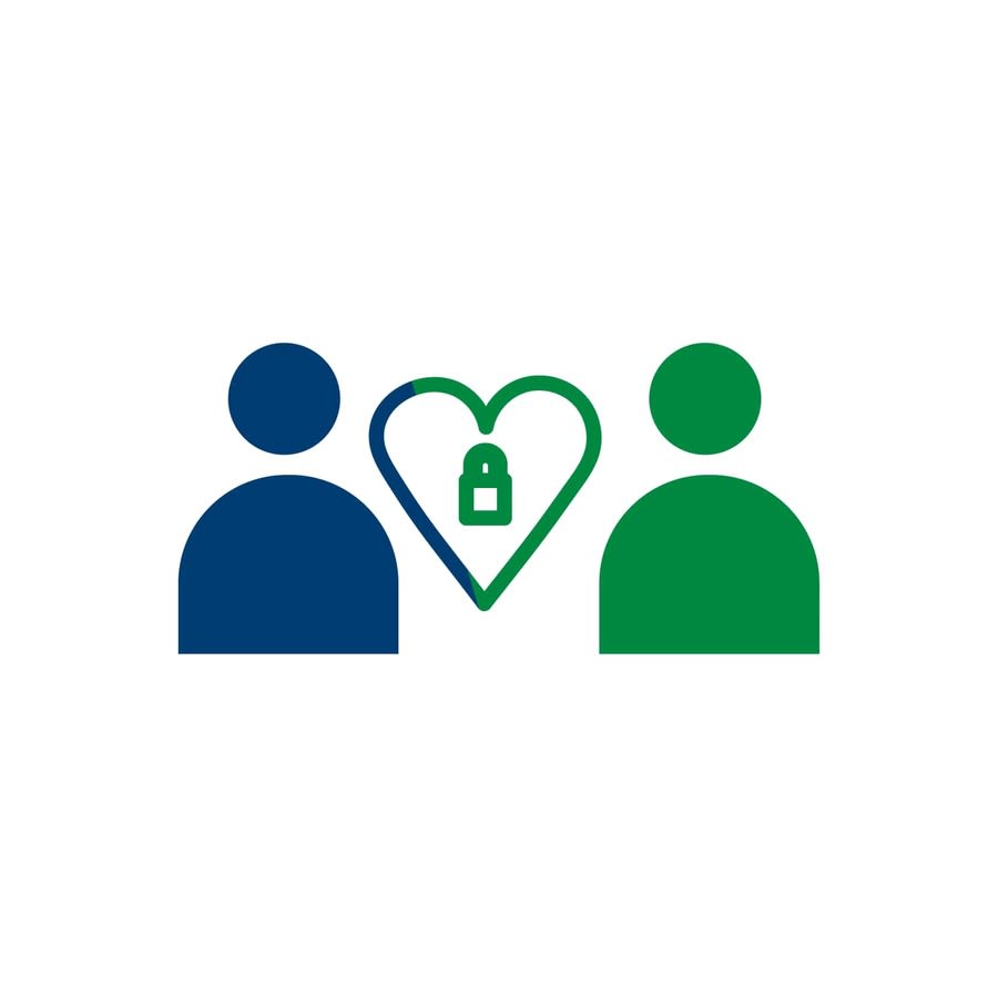 a couple of people with a heart and a lock