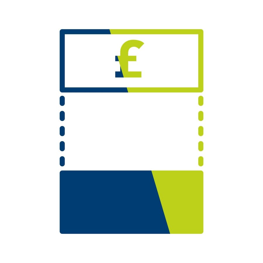 a blue and green rectangle with a sign and a pound symbol
