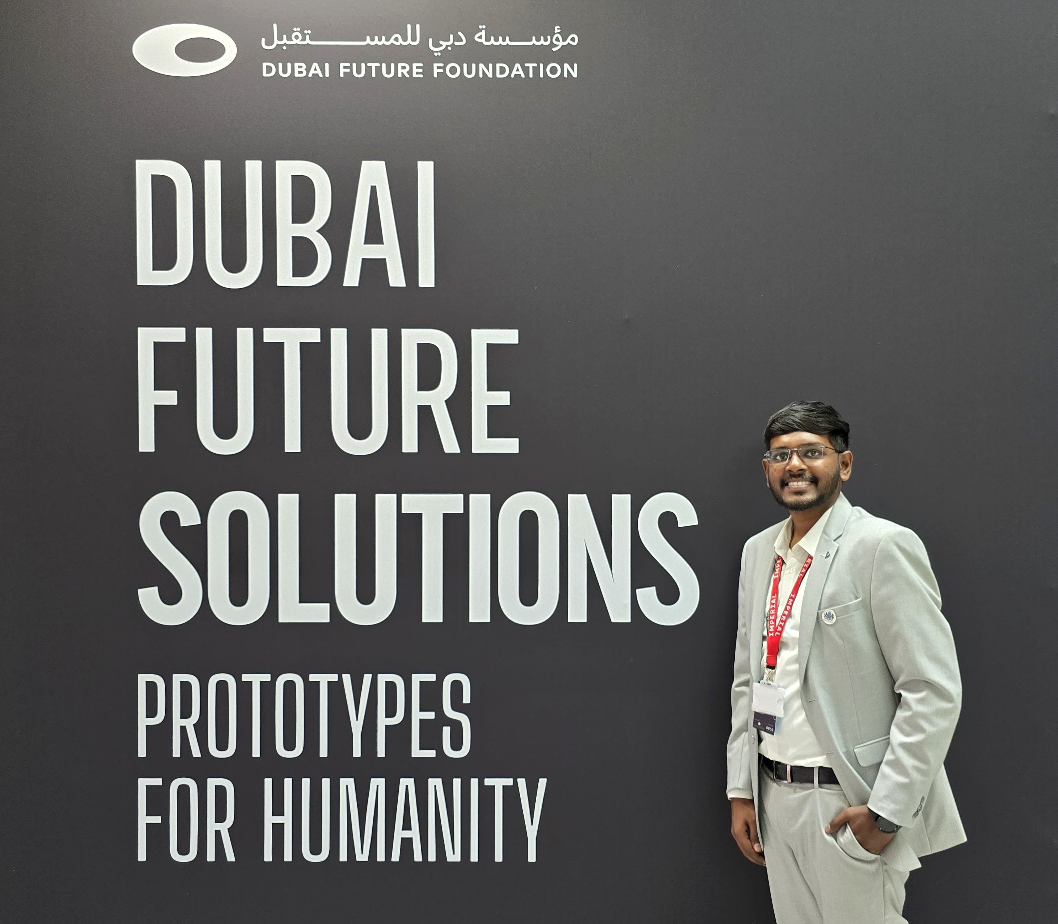 Janarthanan at the Dubai Future Solutions: Prototypes for Humanity event