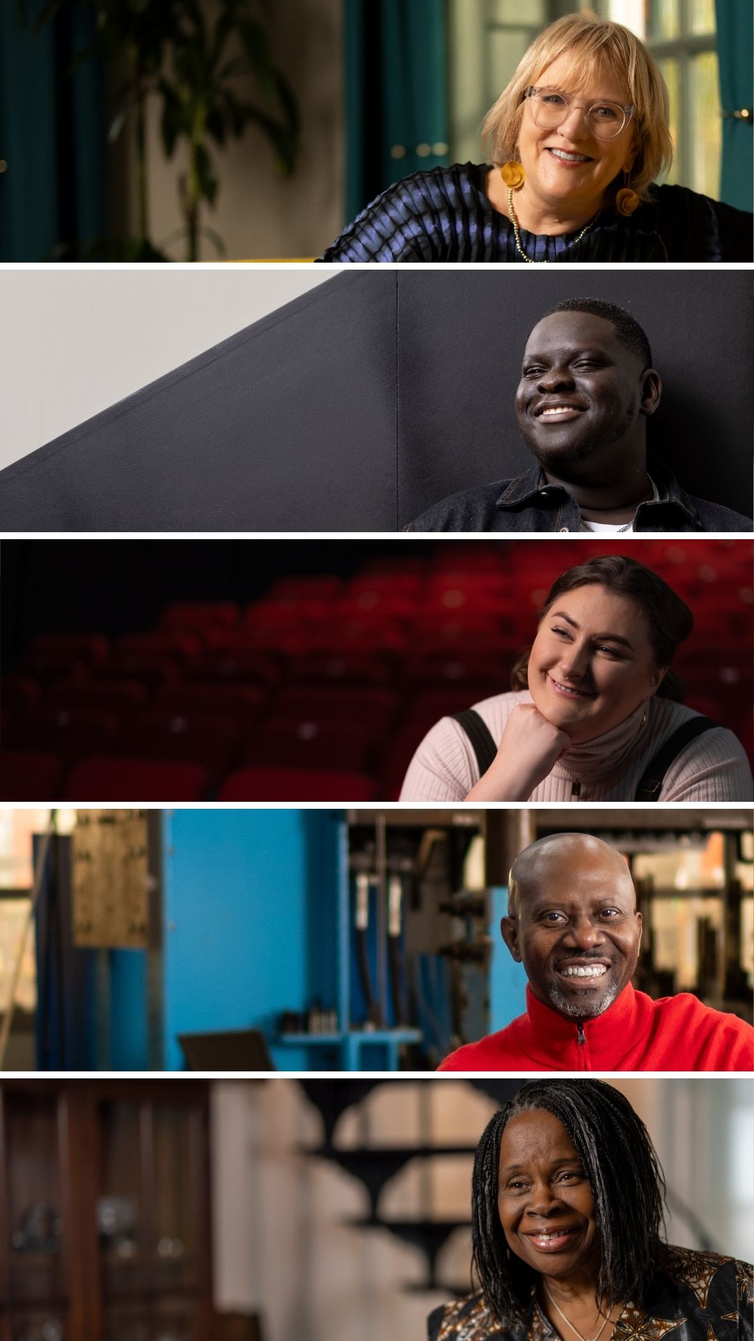 Cropped portraits of all 5 subjects featured in the article