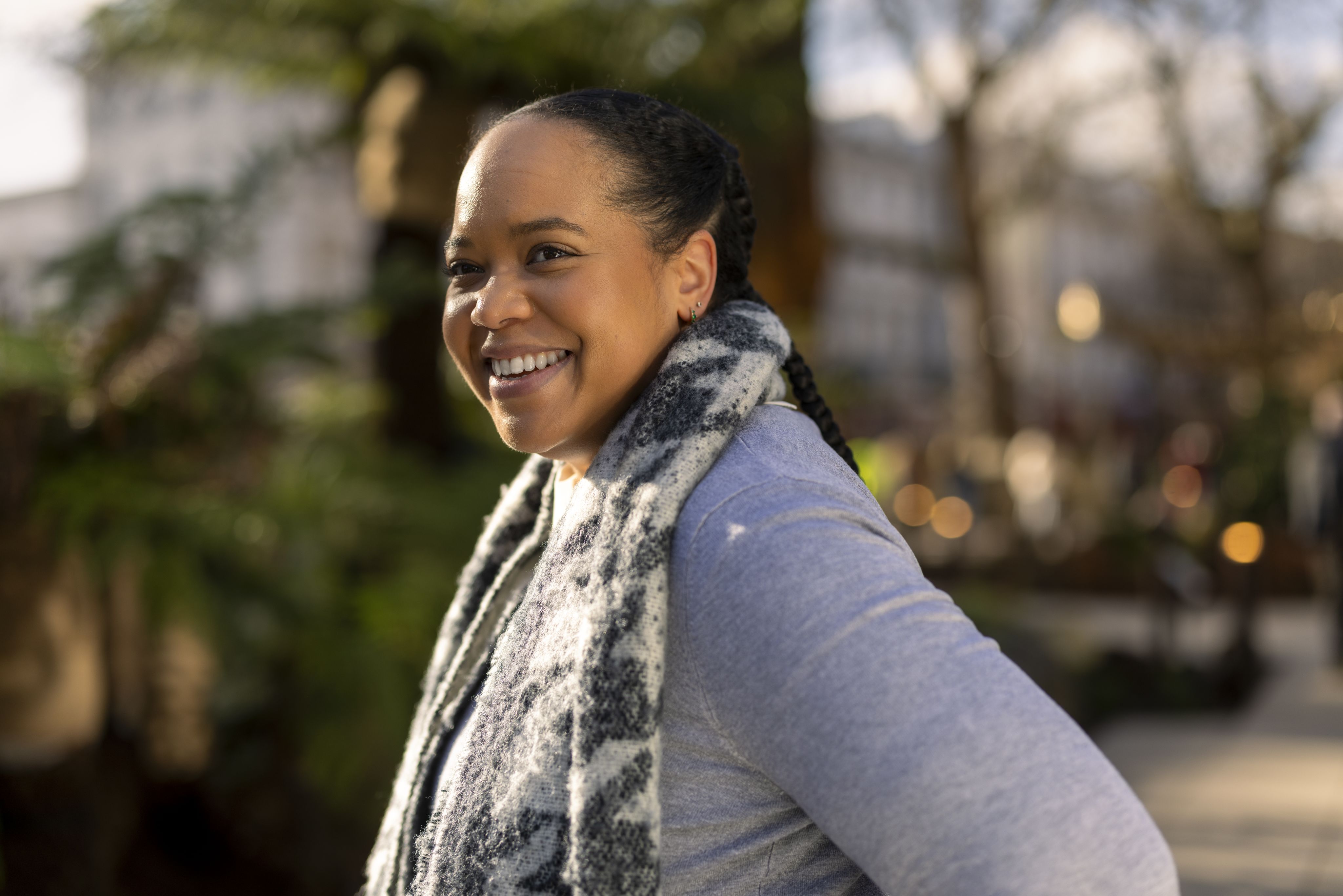 Cherrelle smiling outside
