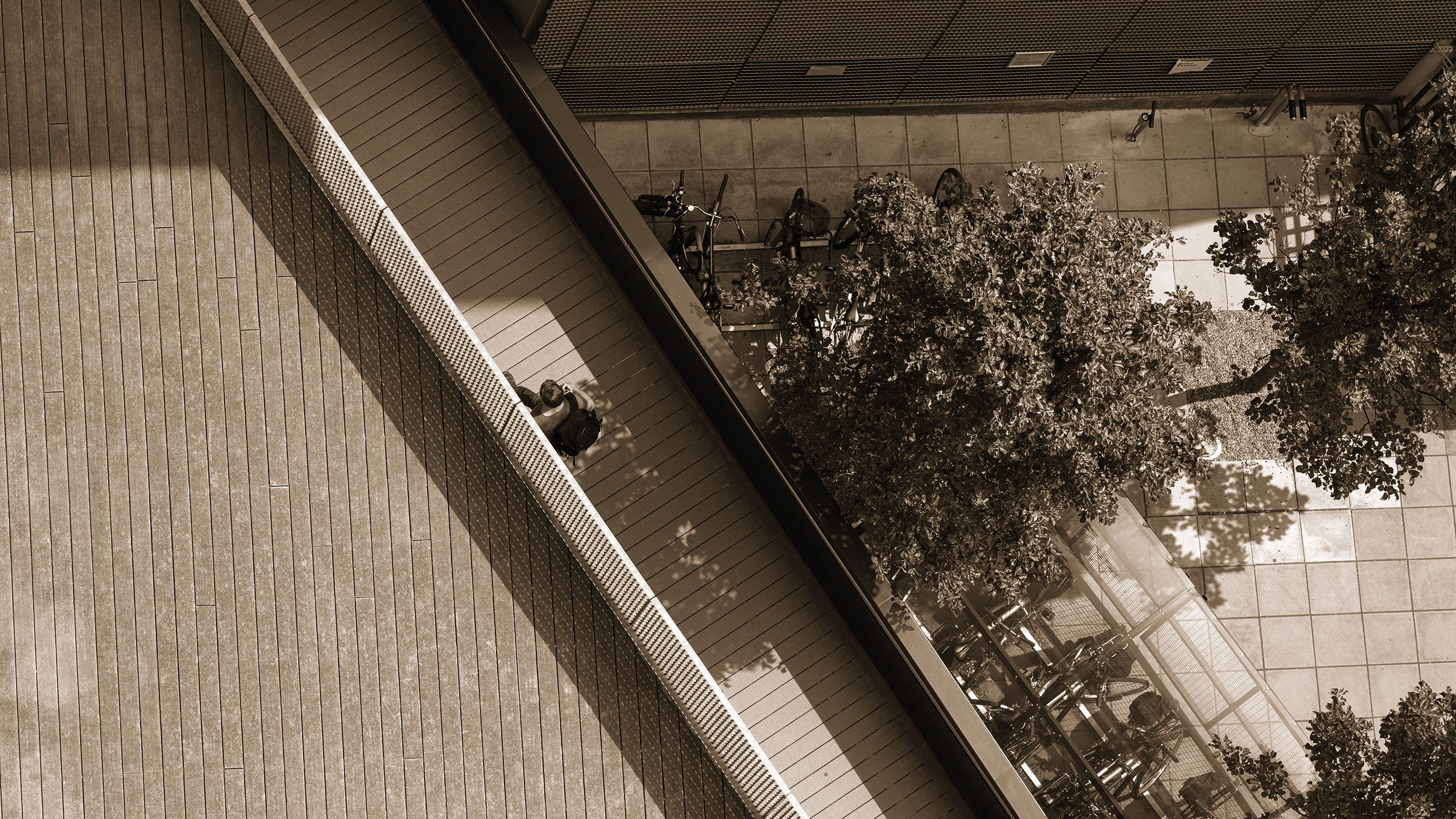 The ramp at Dalby Court seen from above
