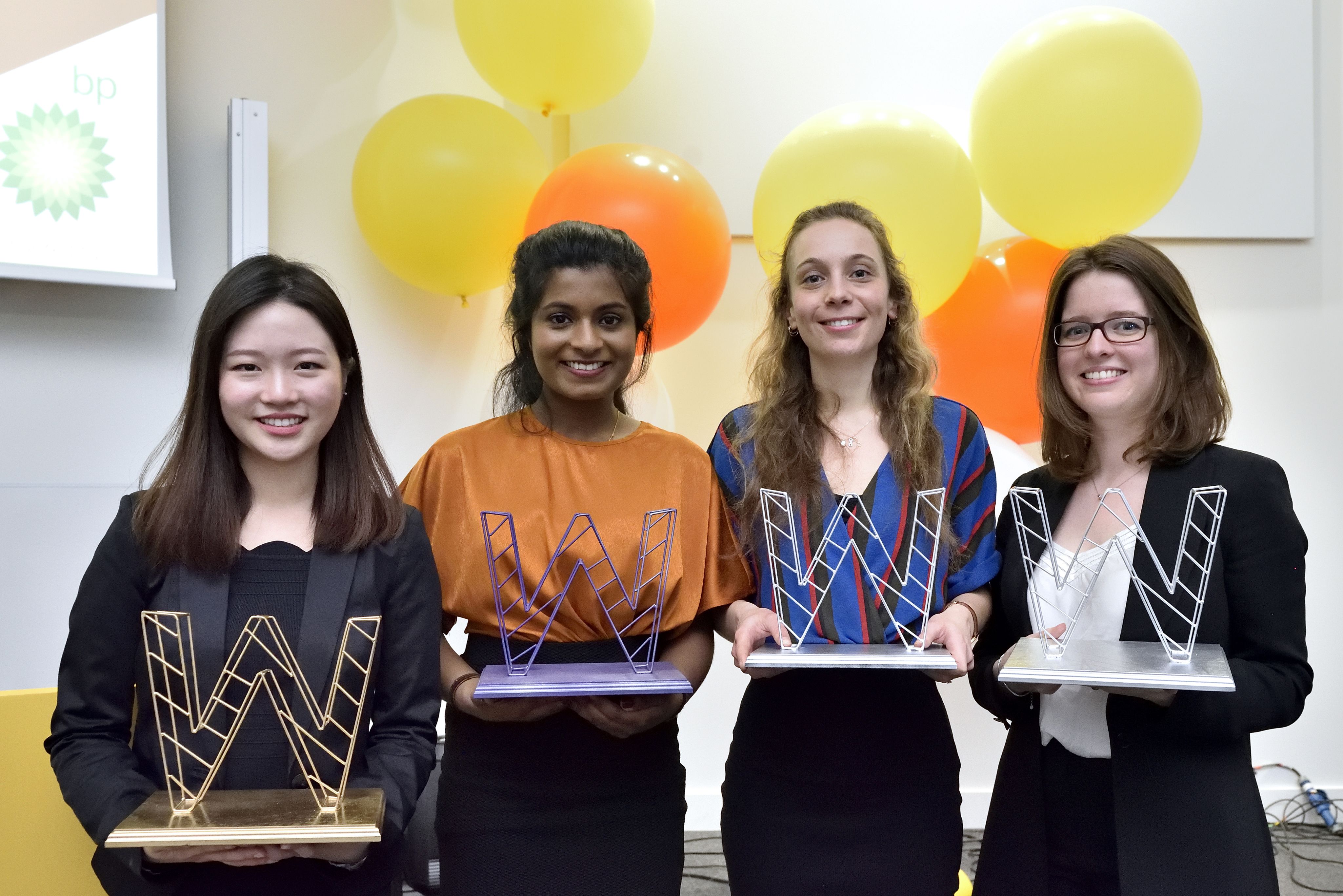 Finalist pitching at the WE Innovate final